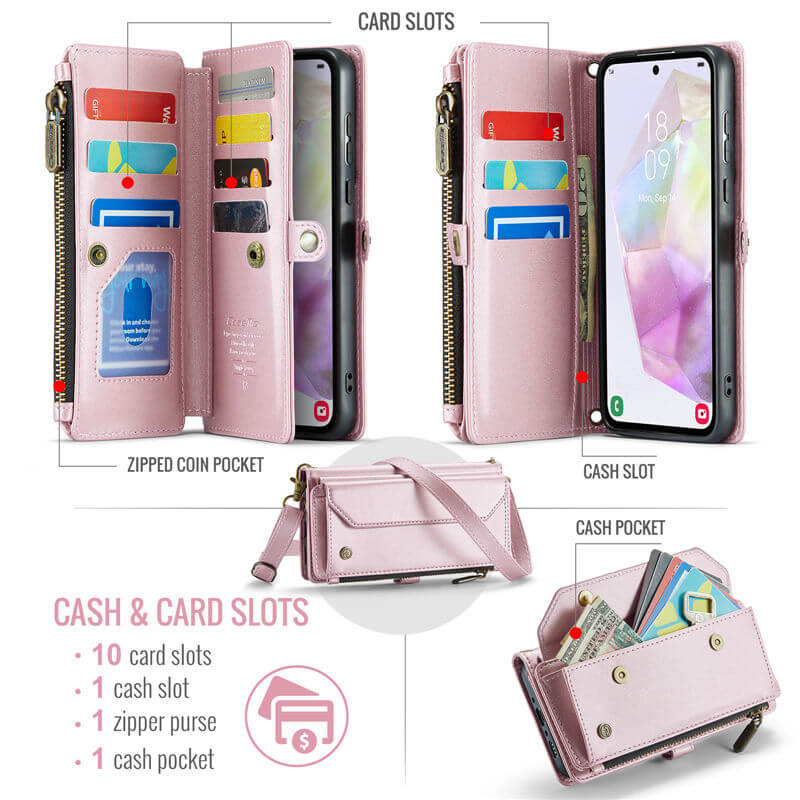 CaseMe Samsung Galaxy A35 Wallet RFID Blocking Crossbody Phone Case