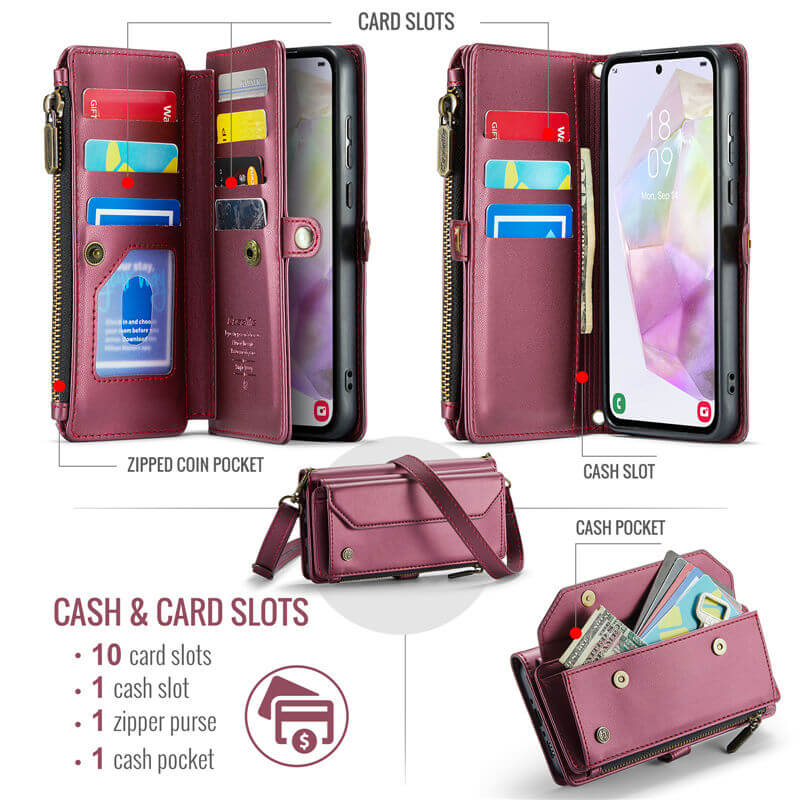 CaseMe Samsung Galaxy A35 Wallet RFID Blocking Crossbody Phone Case