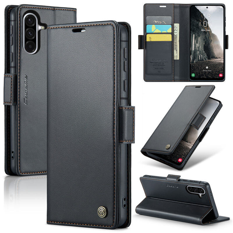 CaseMe Samsung Galaxy A36 5G Wallet RFID Blocking Magnetic Buckle Case Black