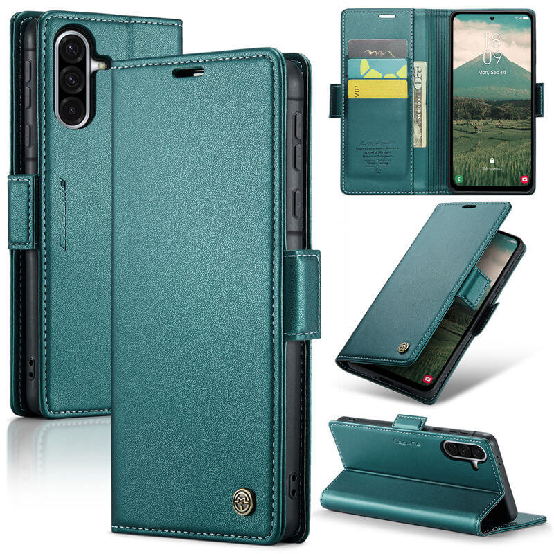 CaseMe Samsung Galaxy A56 5G Wallet RFID Blocking Magnetic Buckle Case Green