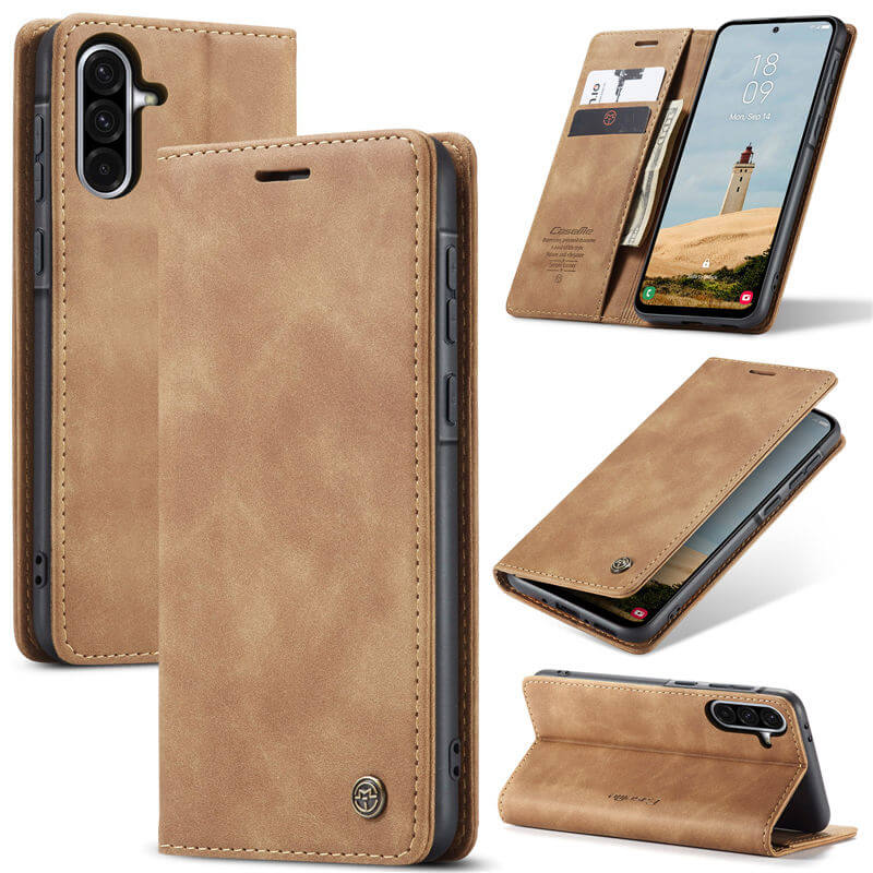 CaseMe Samsung Galaxy A56 5G Wallet Magnetic Suede Leather Case Brown