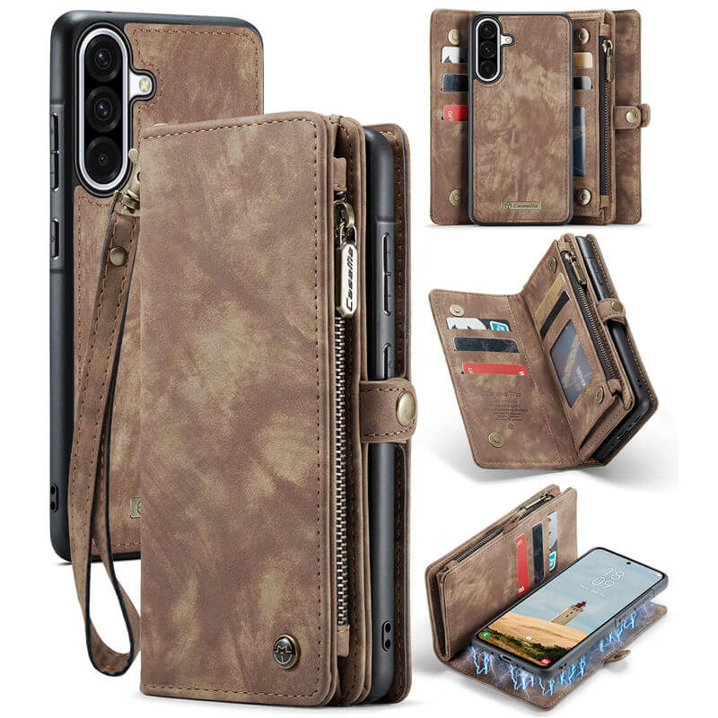 CaseMe Samsung Galaxy A56 5G Wallet Case with Wrist Strap Coffee