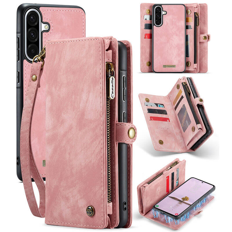 CaseMe Samsung Galaxy A36 5G Wallet Case with Wrist Strap Pink