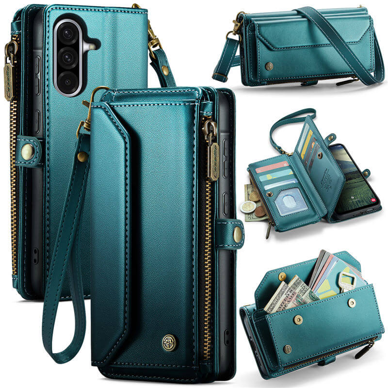 CaseMe Samsung Galaxy A56 5G Wallet RFID Blocking Crossbody Phone Case Green