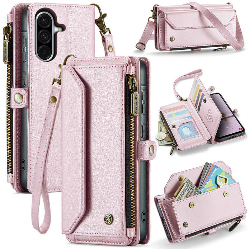 CaseMe Samsung Galaxy A56 5G Wallet RFID Blocking Crossbody Phone Case Pink