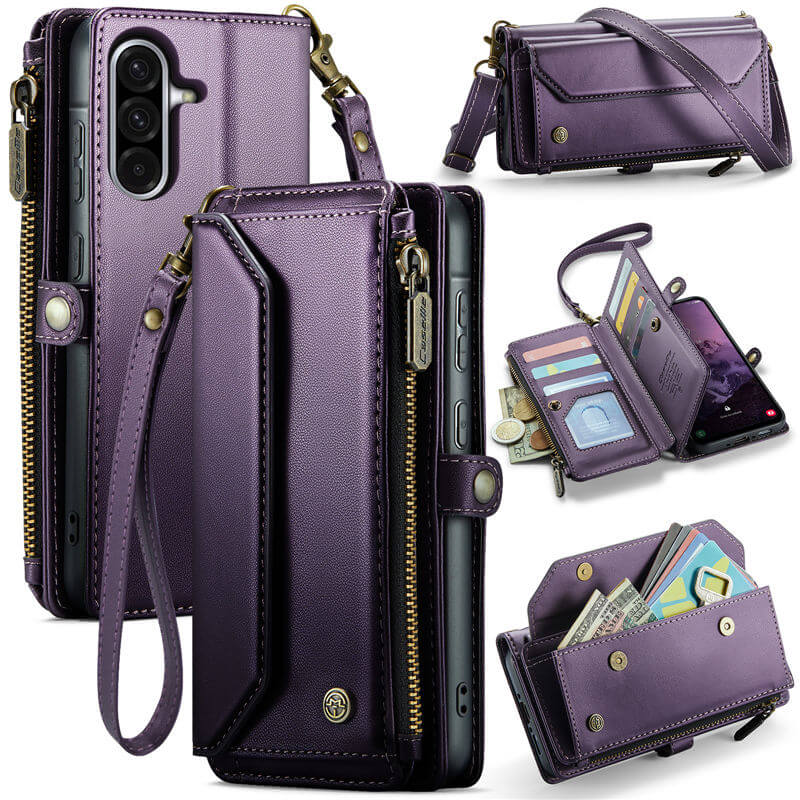 CaseMe Samsung Galaxy A36 5G Wallet RFID Blocking Crossbody Phone Case Purple