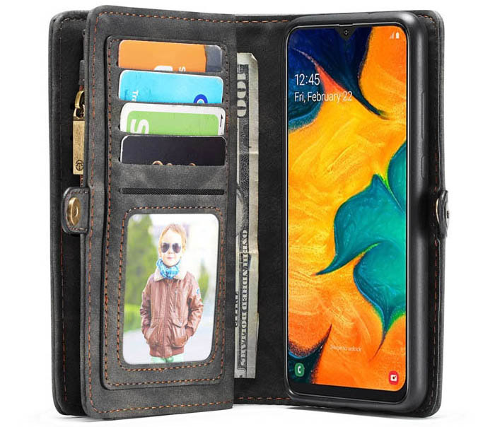 CaseMe Samsung Galaxy A40 Zipper Wallet Magnetic Detachable 2 in 1 Folio Case