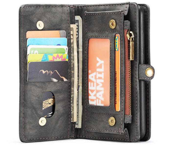 CaseMe Samsung Galaxy A40 Zipper Wallet Magnetic Detachable 2 in 1 Folio Case