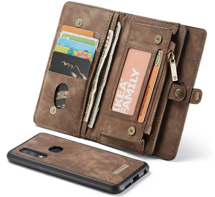 CaseMe Samsung Galaxy A40 Zipper Wallet Magnetic Detachable 2 in 1 Folio Case