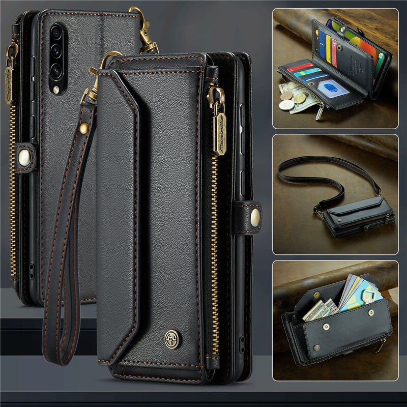 CaseMe Samsung Galaxy A50 Wallet RFID Blocking Crossbody Case Black