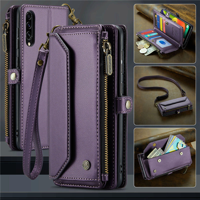 CaseMe Samsung Galaxy A50 Wallet RFID Blocking Crossbody Case Purple