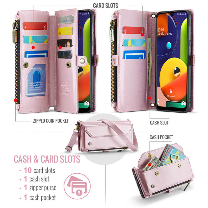 CaseMe Samsung Galaxy A50 Wallet RFID Blocking Crossbody Phone Case