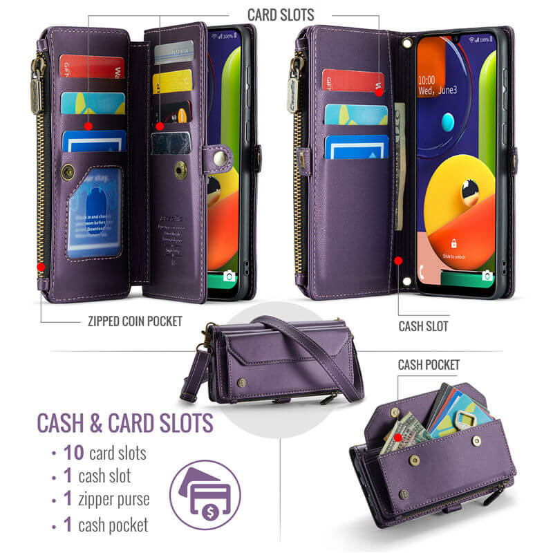 CaseMe Samsung Galaxy A50 Wallet RFID Blocking Crossbody Phone Case