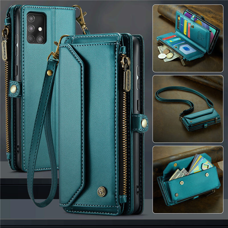 CaseMe Samsung Galaxy A51 4G Wallet RFID Blocking Crossbody Case Green