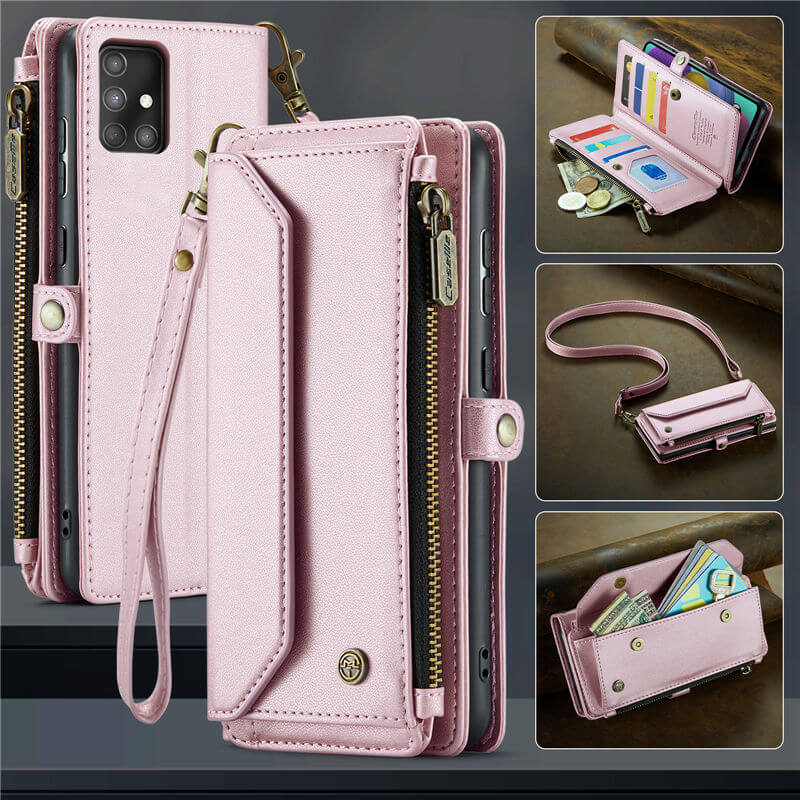 CaseMe Samsung Galaxy A51 4G Wallet RFID Blocking Crossbody Case Pink