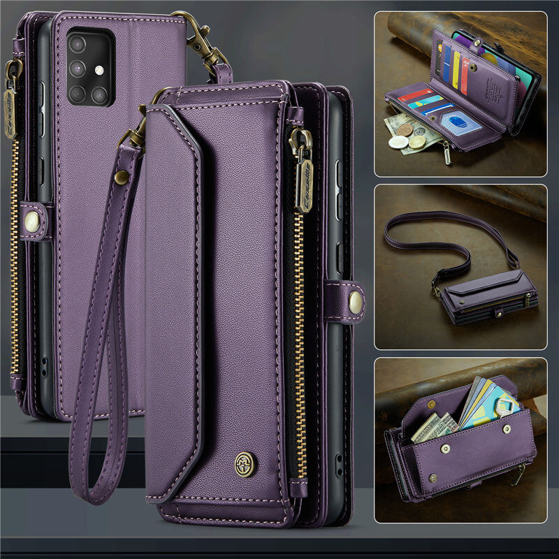 CaseMe Samsung Galaxy A51 4G Wallet RFID Blocking Crossbody Case Purple