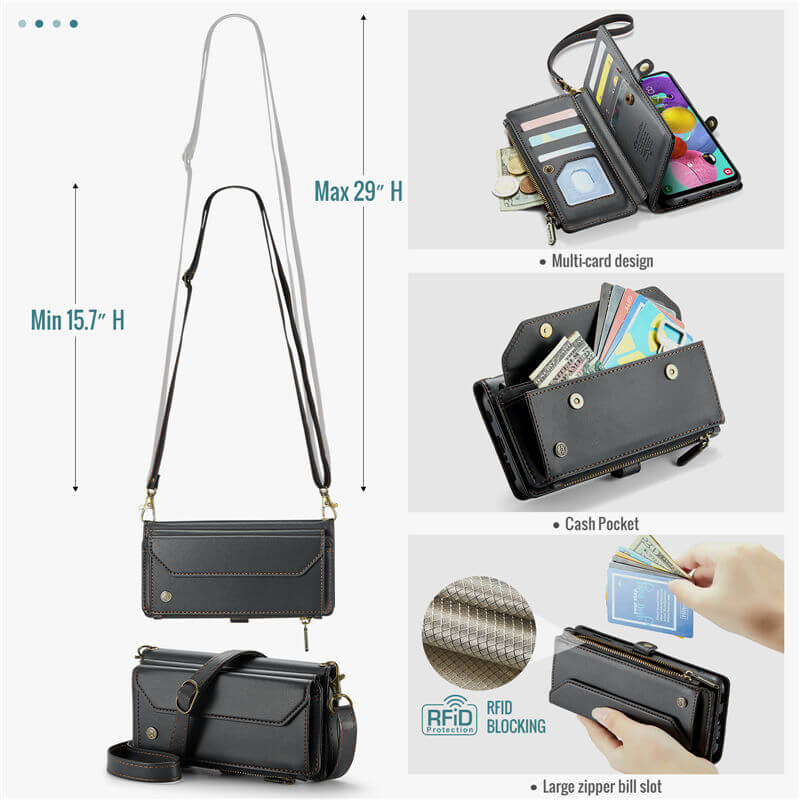 CaseMe Samsung Galaxy A51 4G Wallet RFID Blocking Crossbody Phone Case