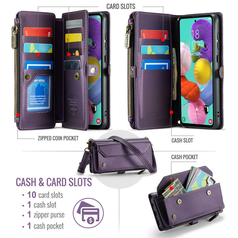 CaseMe Samsung Galaxy A51 4G Wallet RFID Blocking Crossbody Phone Case