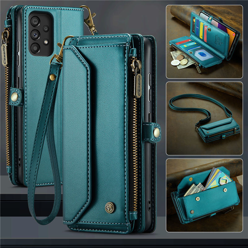 CaseMe Samsung Galaxy A52 Wallet RFID Blocking Crossbody Case Green