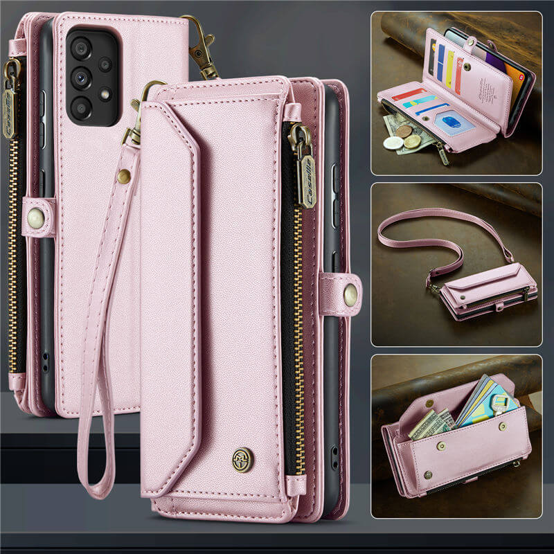 CaseMe Samsung Galaxy A52 Wallet RFID Blocking Crossbody Case Pink