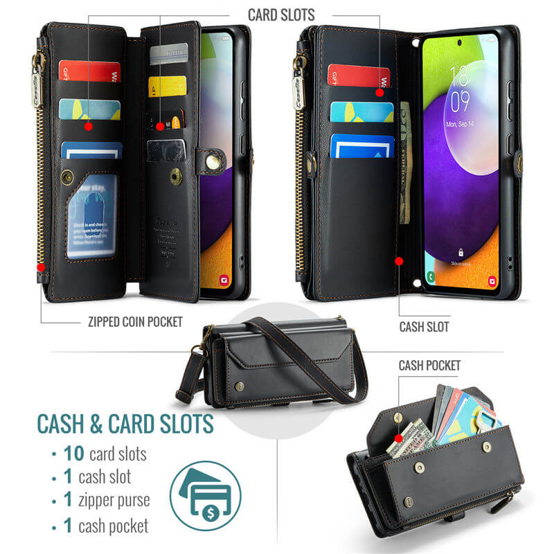 CaseMe Samsung Galaxy A52 Wallet RFID Blocking Crossbody Phone Case