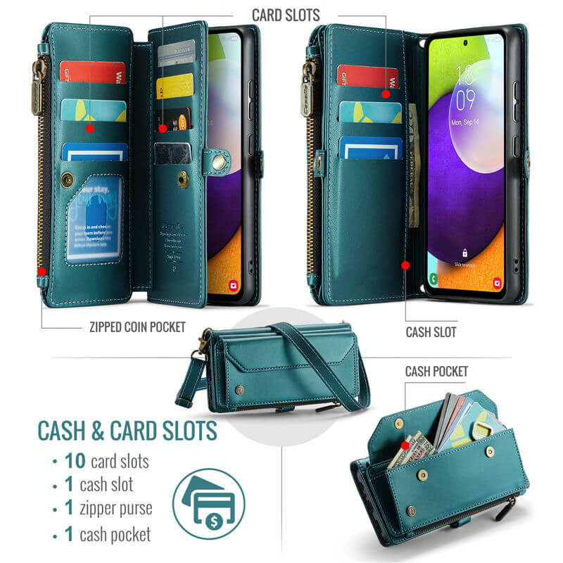 CaseMe Samsung Galaxy A52 Wallet RFID Blocking Crossbody Phone Case