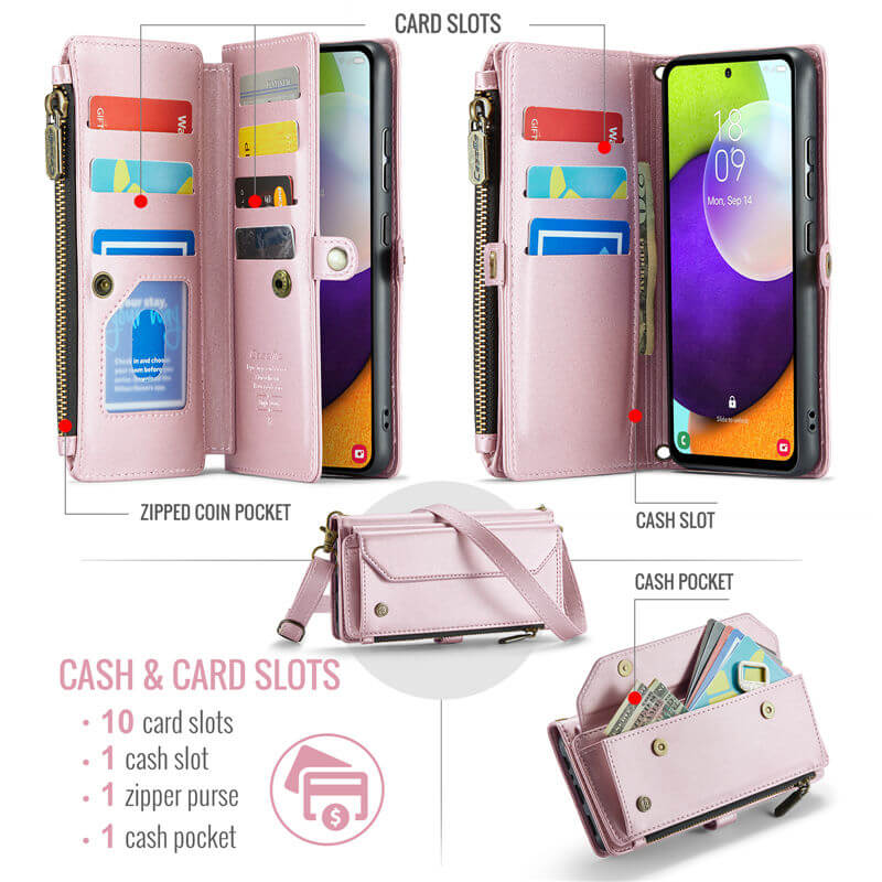 CaseMe Samsung Galaxy A52 Wallet RFID Blocking Crossbody Phone Case