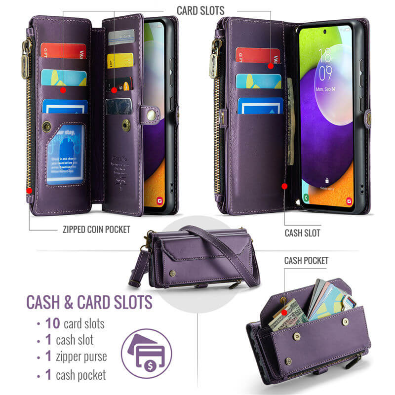 CaseMe Samsung Galaxy A52 Wallet RFID Blocking Crossbody Phone Case