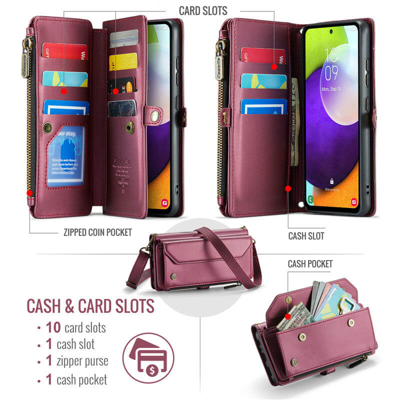 CaseMe Samsung Galaxy A52 Wallet RFID Blocking Crossbody Phone Case