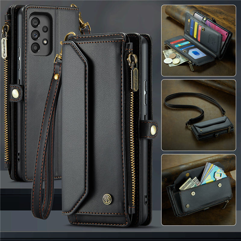 CaseMe Samsung Galaxy A53 5G Wallet RFID Blocking Crossbody Case Black