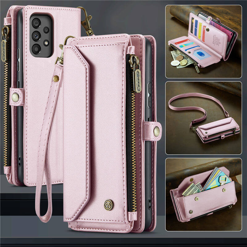 CaseMe Samsung Galaxy A53 5G Wallet RFID Blocking Crossbody Case Pink