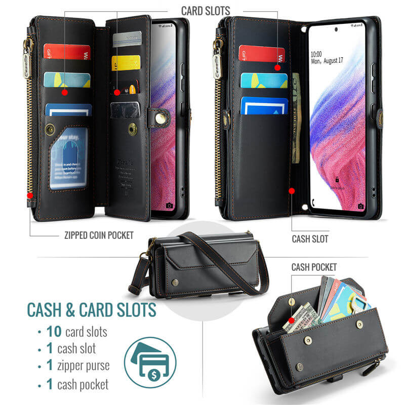 CaseMe Samsung Galaxy A53 5G Wallet RFID Blocking Crossbody Phone Case