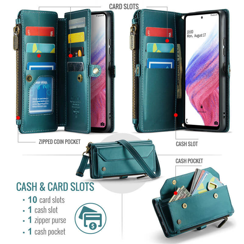 CaseMe Samsung Galaxy A53 5G Wallet RFID Blocking Crossbody Phone Case