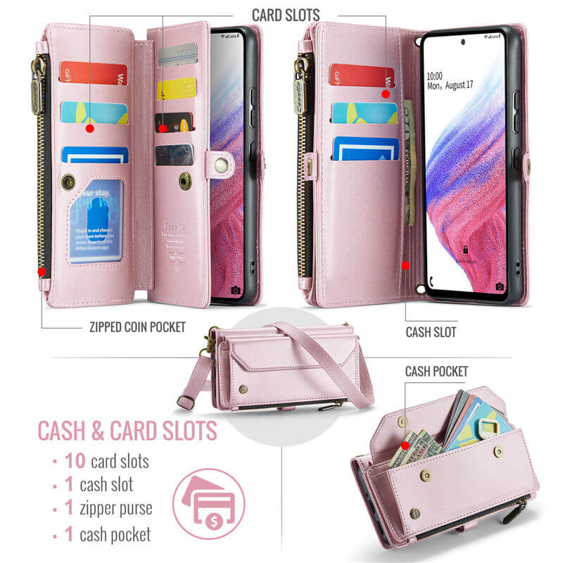 CaseMe Samsung Galaxy A53 5G Wallet RFID Blocking Crossbody Phone Case