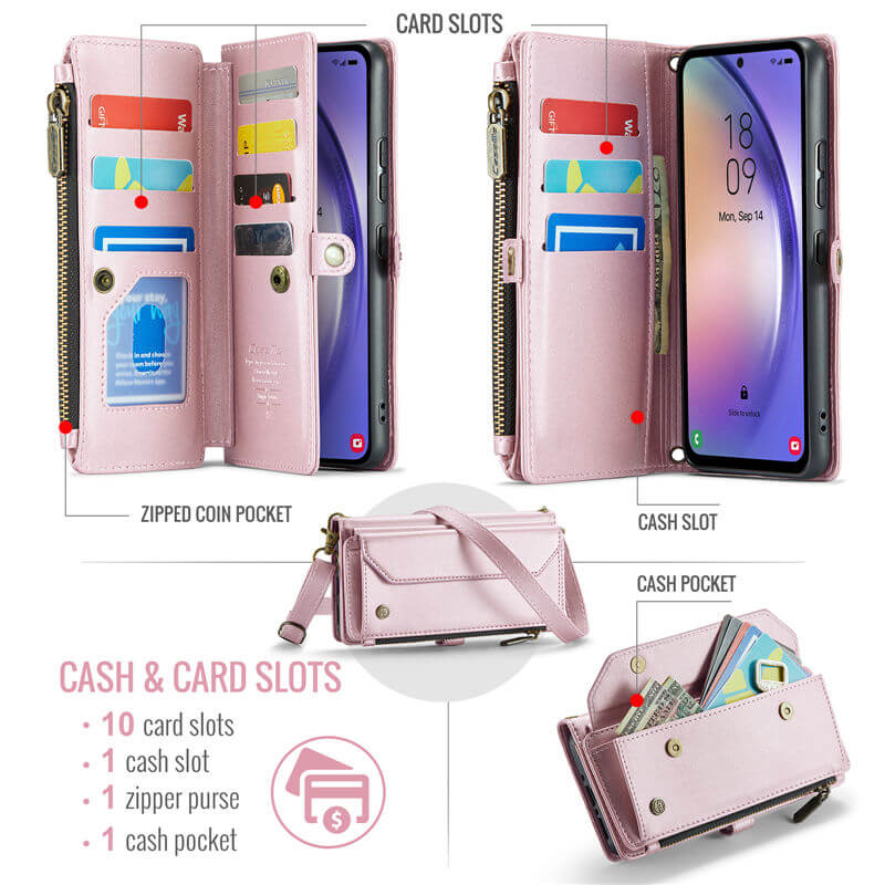 CaseMe Samsung Galaxy A54 5G Wallet RFID Blocking Crossbody Phone Case