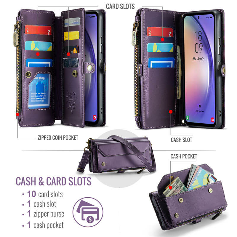 CaseMe Samsung Galaxy A54 5G Wallet RFID Blocking Crossbody Phone Case