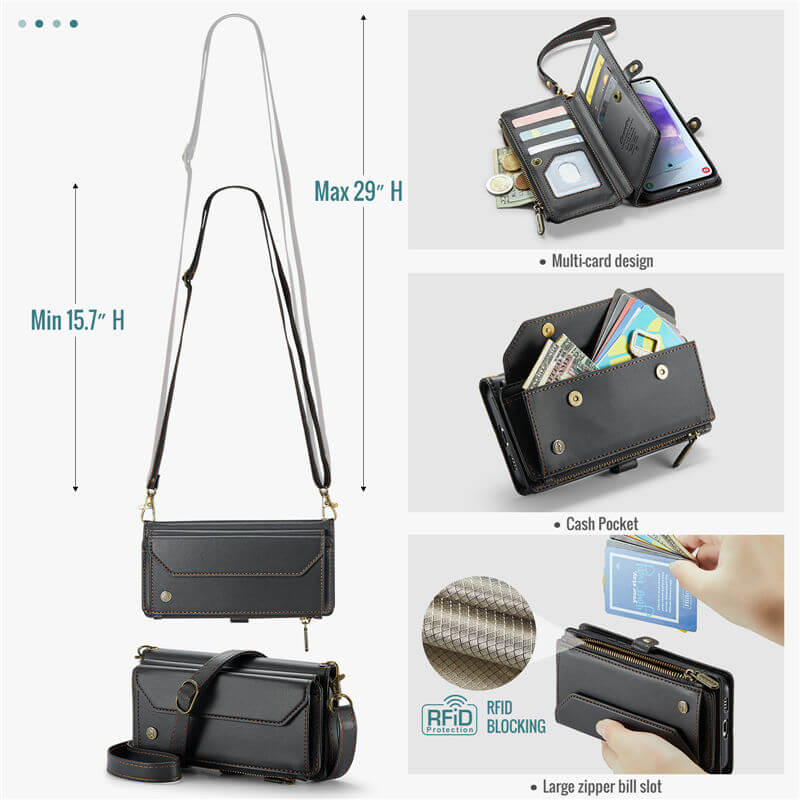 CaseMe Samsung Galaxy A55 Wallet RFID Blocking Crossbody Phone Case