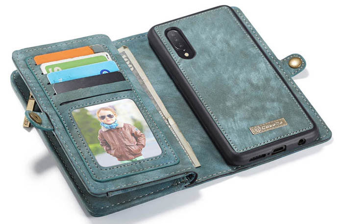 CaseMe Samsung Galaxy A70 Zipper Wallet Magnetic Detachable 2 in 1 Folio Case