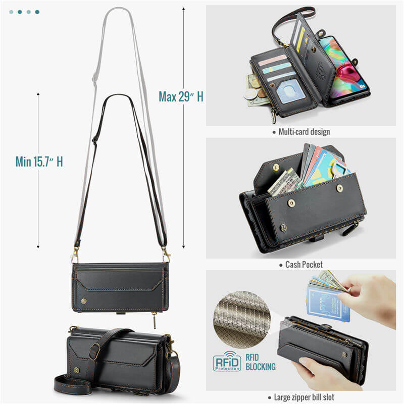 CaseMe Samsung Galaxy A71 4G Wallet RFID Blocking Crossbody Phone Case