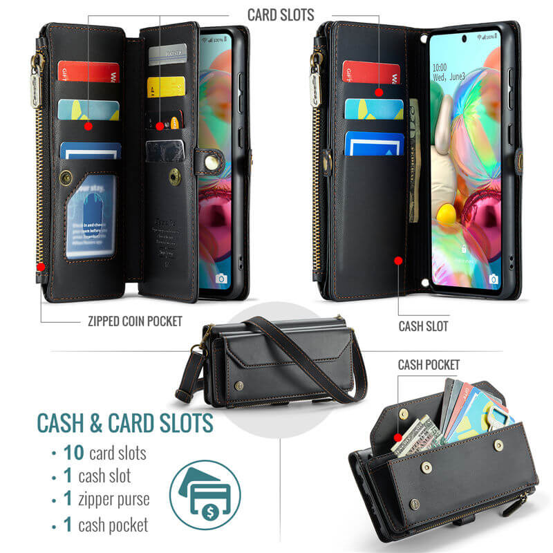 CaseMe Samsung Galaxy A71 4G Wallet RFID Blocking Crossbody Phone Case