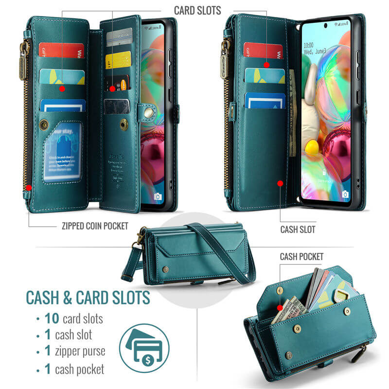 CaseMe Samsung Galaxy A71 4G Wallet RFID Blocking Crossbody Phone Case