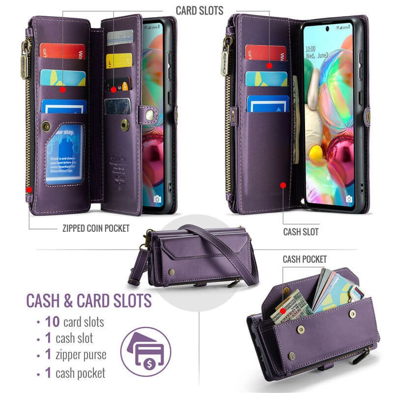 CaseMe Samsung Galaxy A71 4G Wallet RFID Blocking Crossbody Phone Case