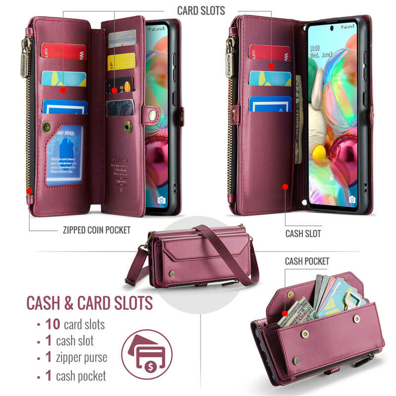 CaseMe Samsung Galaxy A71 4G Wallet RFID Blocking Crossbody Phone Case