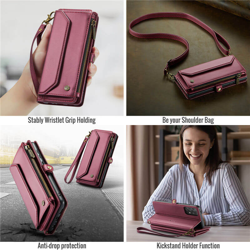 CaseMe Samsung Galaxy A72 Wallet RFID Blocking Crossbody Phone Case