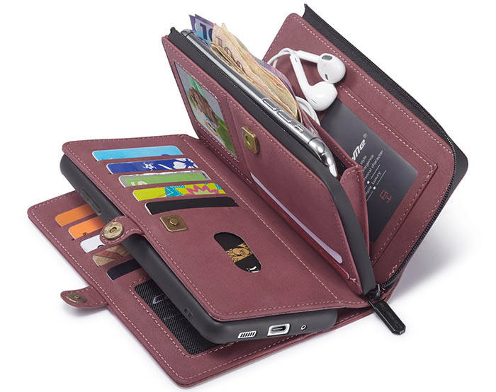 CaseMe Samsung Galaxy A72 5G Multi-Functional Zipper Wallet Magnetic Detachable 2 in 1 Folio Case