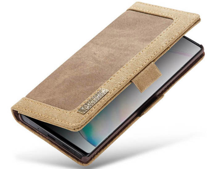 CaseMe Samsung Galaxy Note 10 Canvas Leather Wallet Magnetic Flip Stand Case