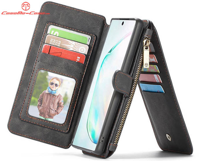 CaseMe Samsung Galaxy Note 10 Zipper Wallet Magnetic Detachable 2 in 1 Folio Flip Case