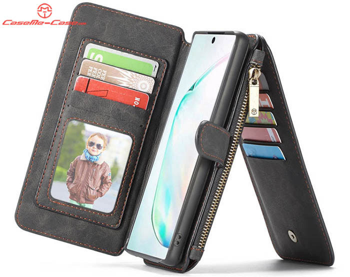 CaseMe Samsung Galaxy Note 10 Plus Zipper Wallet Magnetic Detachable 2 in 1 Folio Flip Case