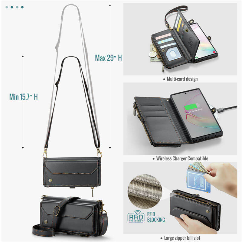 CaseMe Samsung Galaxy Note 10 Plus Wallet RFID Blocking Crossbody Phone Case