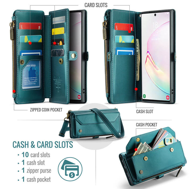 CaseMe Samsung Galaxy Note 10 Plus Wallet RFID Blocking Crossbody Phone Case